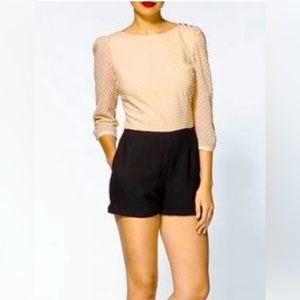 Dolce Vita Romper one piece. Cream and Black with pockets Long Sleeve Size XS